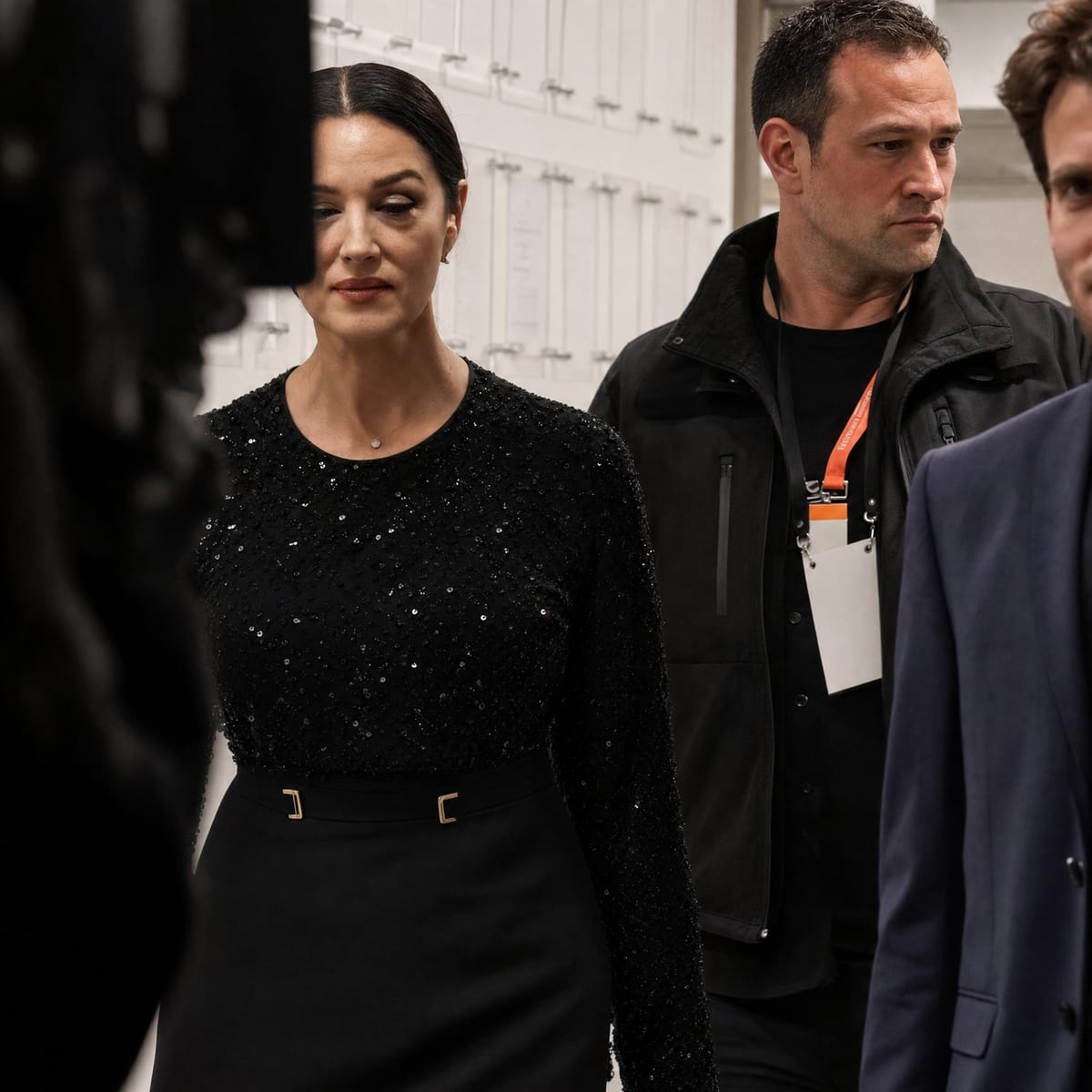 Monica Bellucci, yanında Agun Security ile bir etkinliğe gelirken